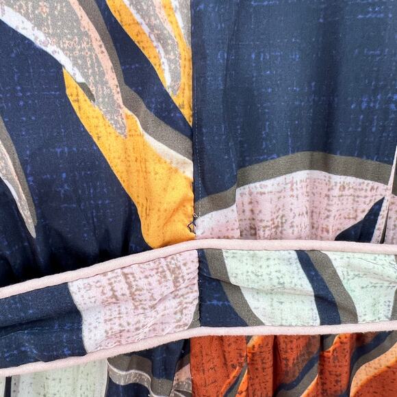 ANTHROPOLOGIE HUTCH Jess Jumpsuit Womens Small Leaf Print Short Sleeve V-neck - Picture 14 of 16